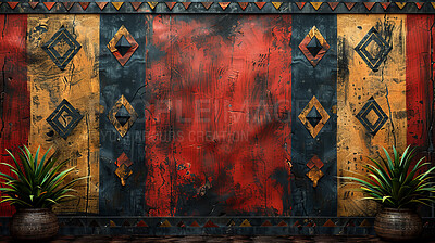 Paint, wall or African pattern on art, painting or graphic design of ...