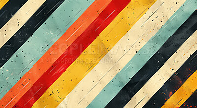Color, vintage and wall pattern with lines, shape and canvas for creative art background. Texture, space and retro design, illustration or backdrop for rainbow paint, artwork or palette on wallpaper