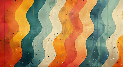 Art, retro and abstract funky wave pattern for wallpaper, background and exhibition. Painting, illustration and cool design with texture for home decor, scrapbook and vintage or hipster festival