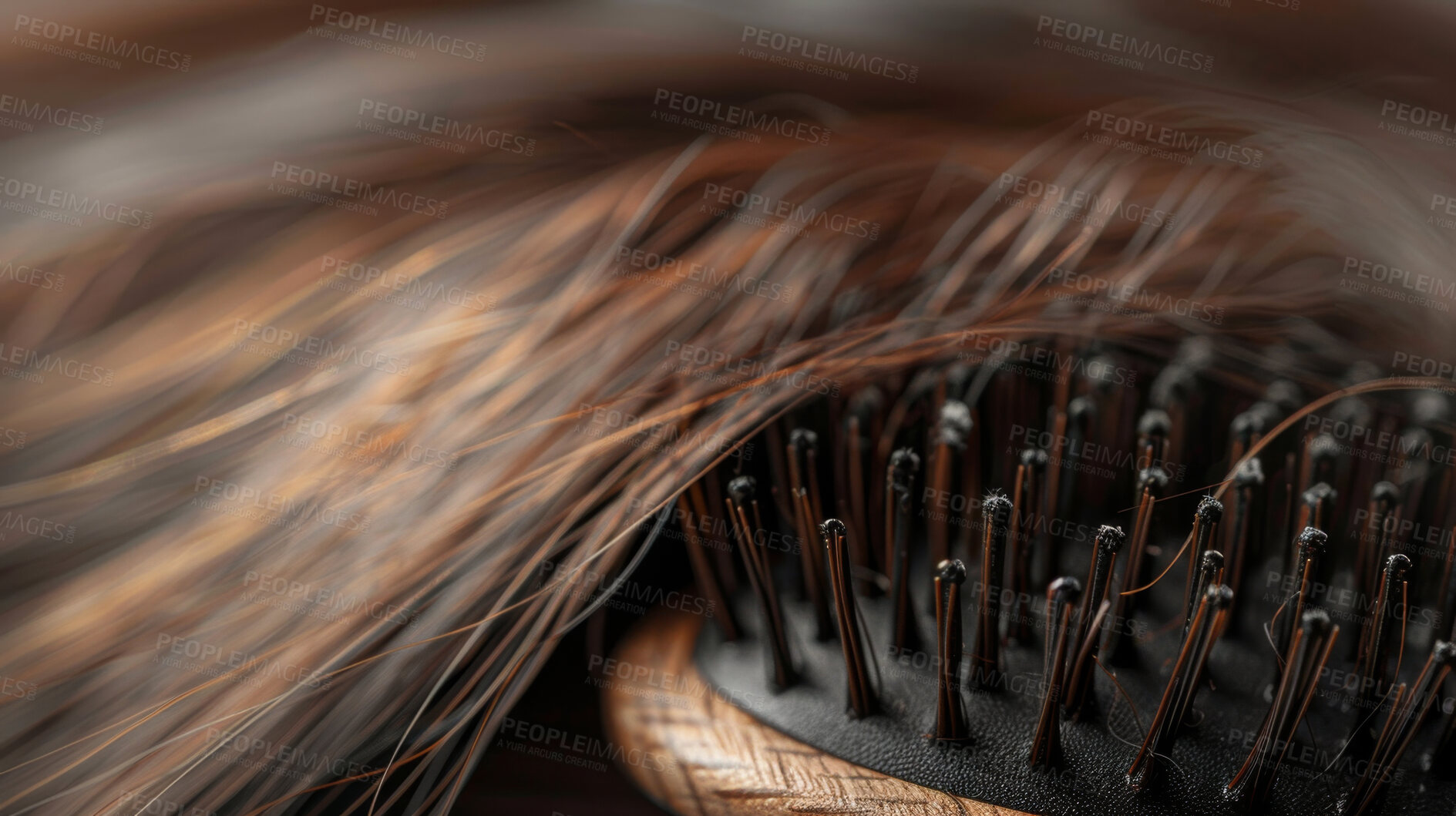 Buy stock photo Haircare, hair and closeup of brush with cosmetics for beauty, self care and grooming equipment. Hairbrush, wellness and scalp circulation for growth, maintenance and routine with smooth texture