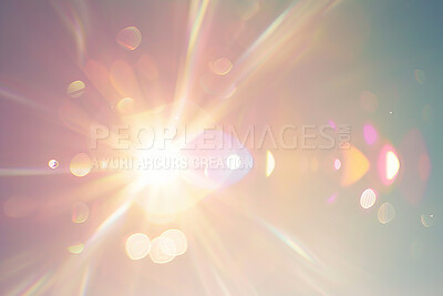 Light flare, rays and prism in abstract background and transparent glow for faith or religion. Rainbow, effect and blur for wallpaper or backdrop with color gradient and bokeh for inspiration