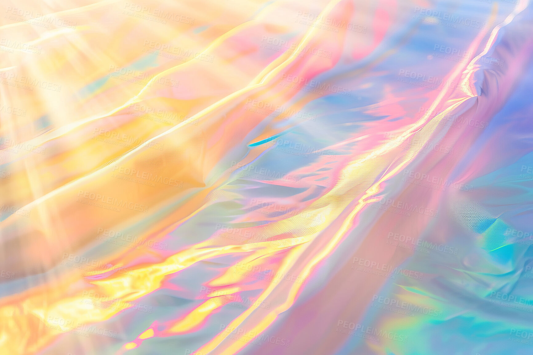 Buy stock photo Rainbow, color and water with light pattern wave design with sparkle iridescent in background. Pride month, lgbt and gay with confidence in bisexual for freedom with coming out, queer and lesbian