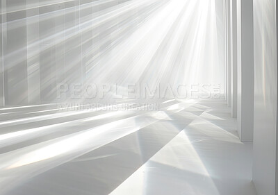 Abstract, beam and ray of light for effect, illumination or texture for creative or art deco design. Background flash, bright and wallpaper with brilliant white shine for glow, power or sparkle
