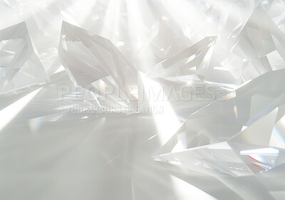 Buy stock photo Abstract, prism and reflection of light in diamond closeup for mineral mining of precious stone or gem. Background, object and glass with natural rock refraction for bright, color effect or beam