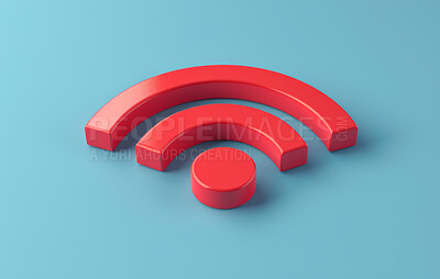 Buy stock photo Wireless, 3d symbol and icon with internet, network and pastel blue background for connection. Cyberspace, signal and graphic for communication, online information and data technology for innovation