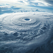 Sky, typhoon and cyclone as natural disaster or storm clouds for ...