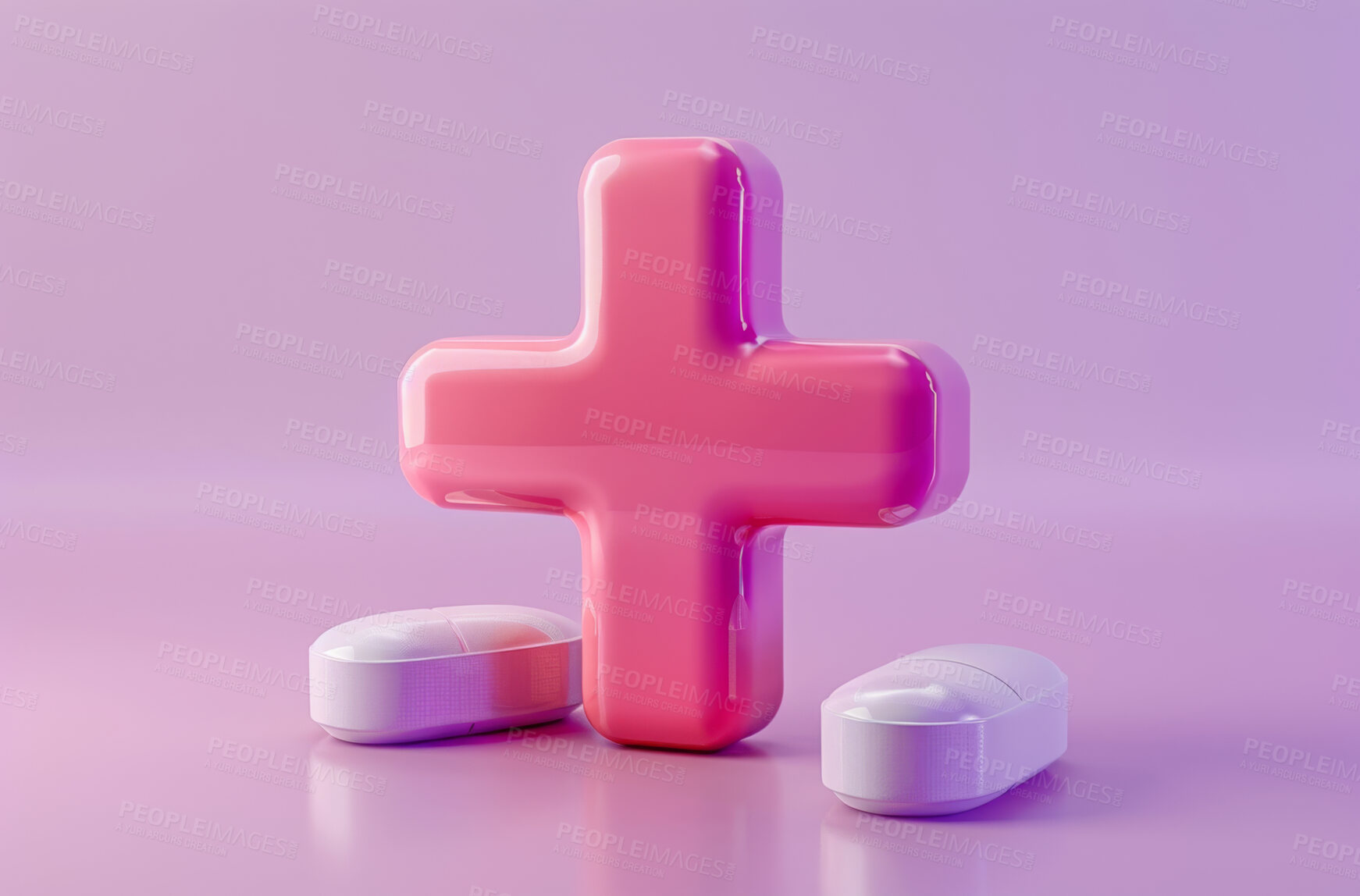 Buy stock photo Healthcare, symbol and pills in abstract with plus sign for health insurance, medicine and support. Safety, hospital and emoji with design for medical aid, help and graphic of pharmacy medication