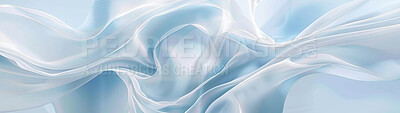 Buy stock photo Wallpaper, wave and fabric with art design for banner with lines, blue color and material texture. Creative poster, flow pattern and abstract cloth with satin textile, artistic and swirl background