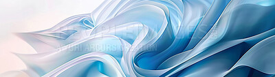 Abstract, banner and flow with blue pattern for texture, wallpaper or wave as artistic and creative design. Background, watercolor and fabric with material or textile closeup for fluid backdrop