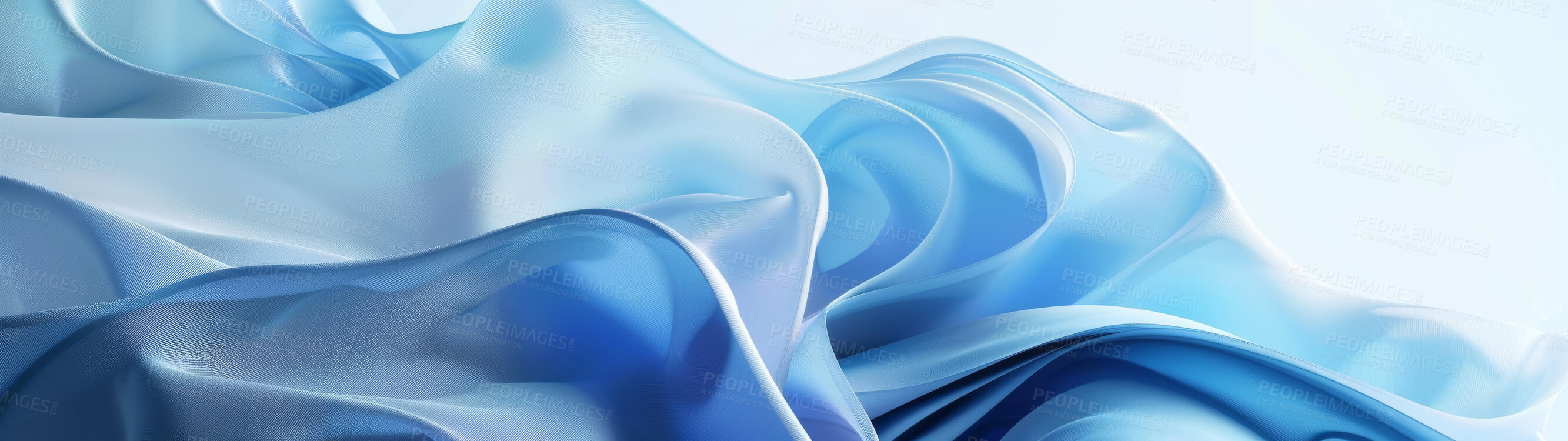 Buy stock photo Abstract, background and flow with blue pattern for texture, wallpaper or wave as artistic and creative design. Banner, swirl and watercolor with fabric, material or textile closeup for backdrop