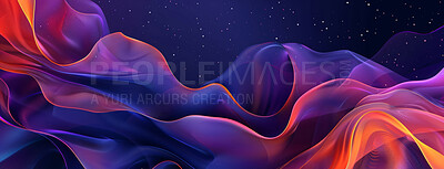 Neon, design and flow pattern or texture on sparkle background for banner, wallpaper or screen saver. Purple, color and vaporwave for abstract or dashboard, digital hologram and graphic for future.