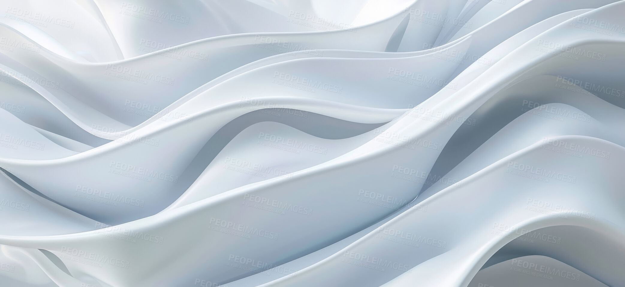 Buy stock photo Abstract, illustration and wave for white background, silk and 3d render for wallpaper or banner. Creative, artistic and design with art, ripple or linen for luxurious textile and dynamic graphic