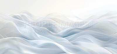 Wallpaper, wave and fabric with art background for banner with lines, white color and material texture. Creative poster, flow pattern and abstract cloth with satin textile, artistic ripple and swirl
