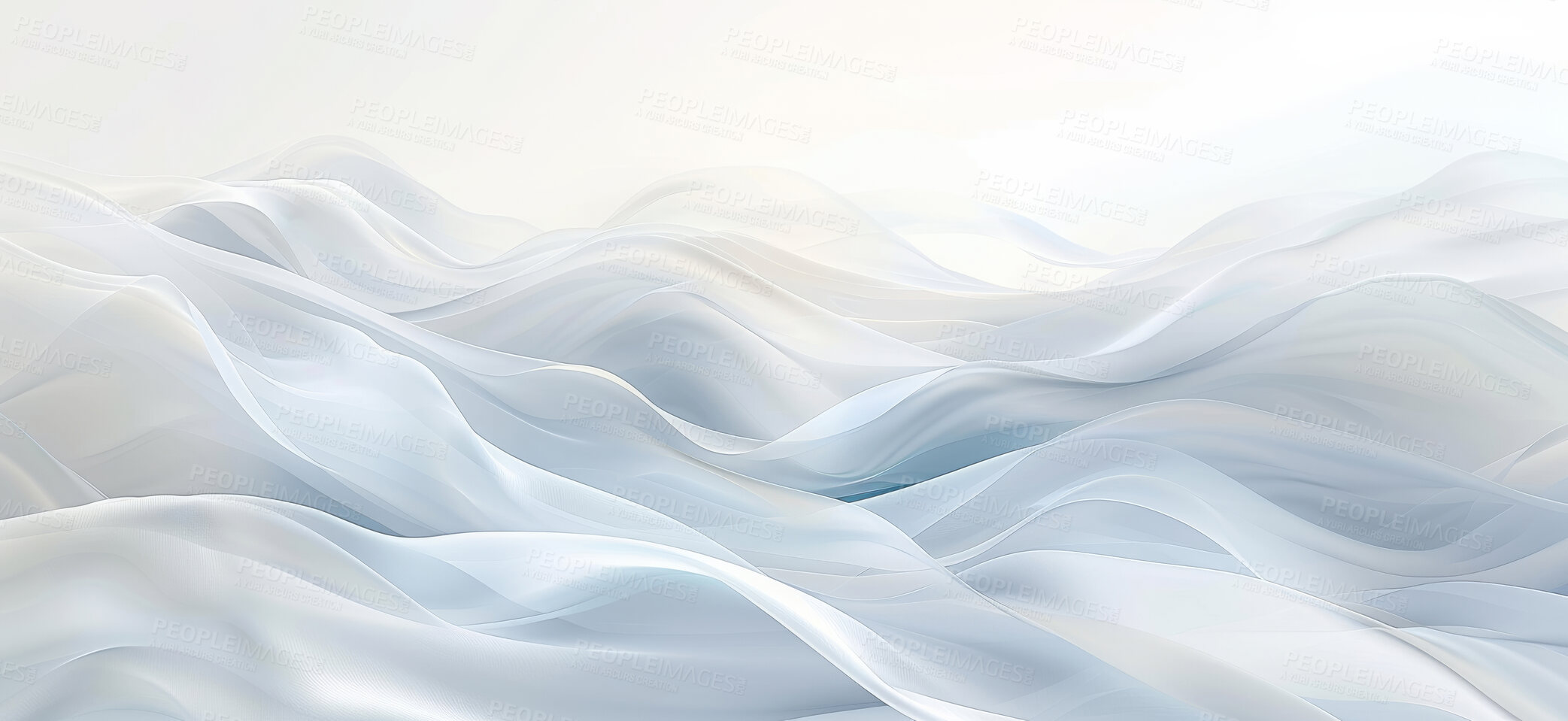 Buy stock photo Wallpaper, wave and fabric with art background for banner with lines, white color and material texture. Creative poster, flow pattern and abstract cloth with satin textile, artistic ripple and swirl