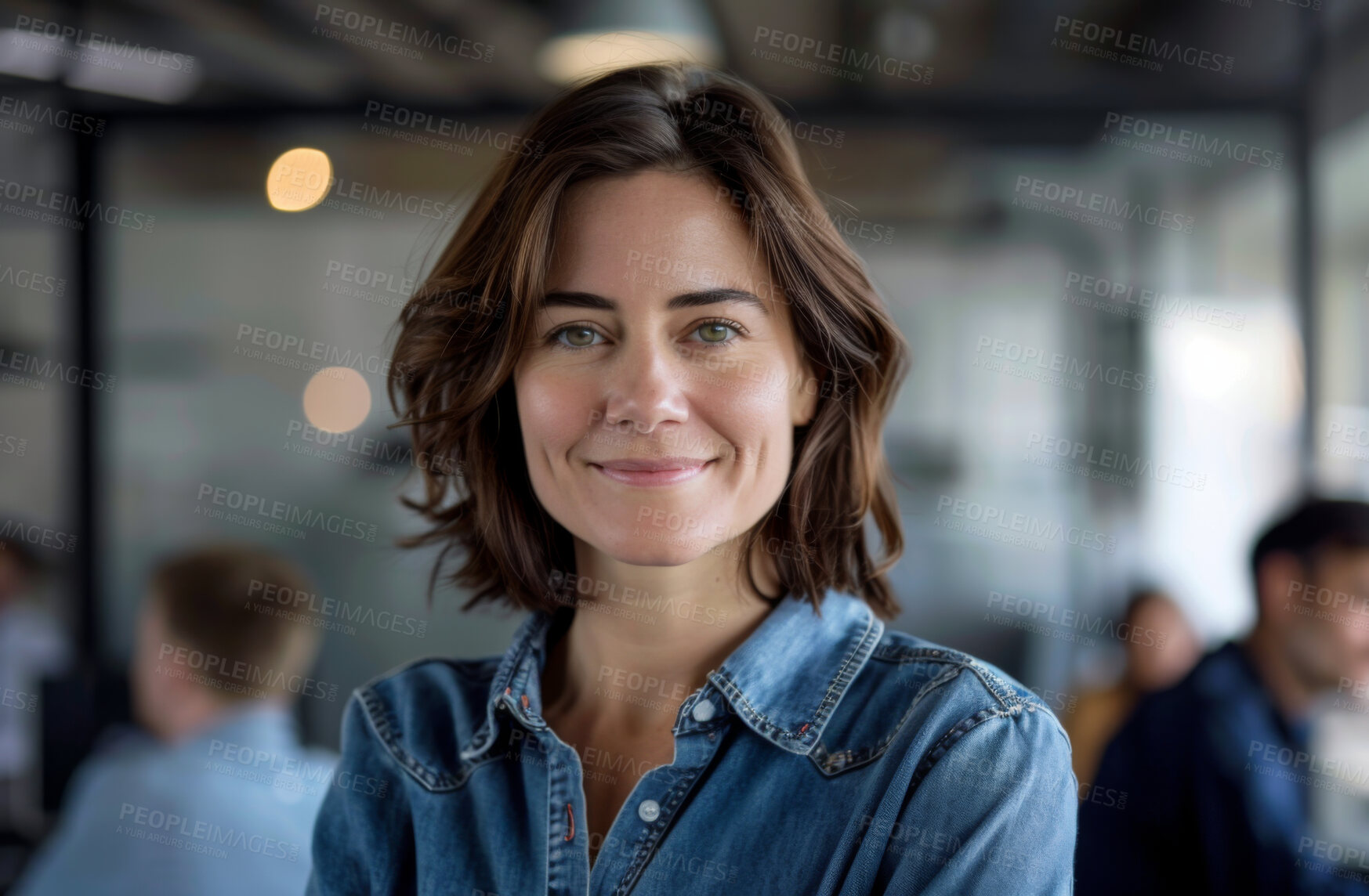 Buy stock photo Woman, office and designer for smile, portrait and planning for New York coworking. Happy manager, confidence and workplace for creative training, experience or company for startup development