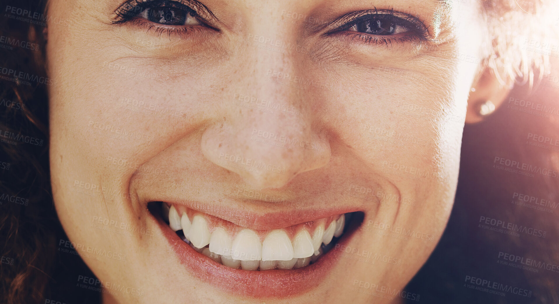 Buy stock photo Portrait of a happy and attractive woman outside 