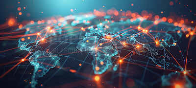 Global network, worldwide web and connection for technology, science and future with digital transformation. Innovation, communication and connectivity across globe with metaverse and cyber space