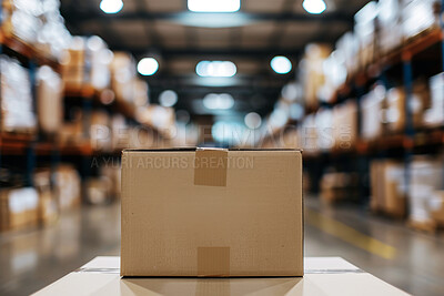 Cardboard box, warehouse and package for logistics distribution for freight business delivery. Supplier, parcel and ecommerce product order in storehouse, wholesale and factory for cargo industry.