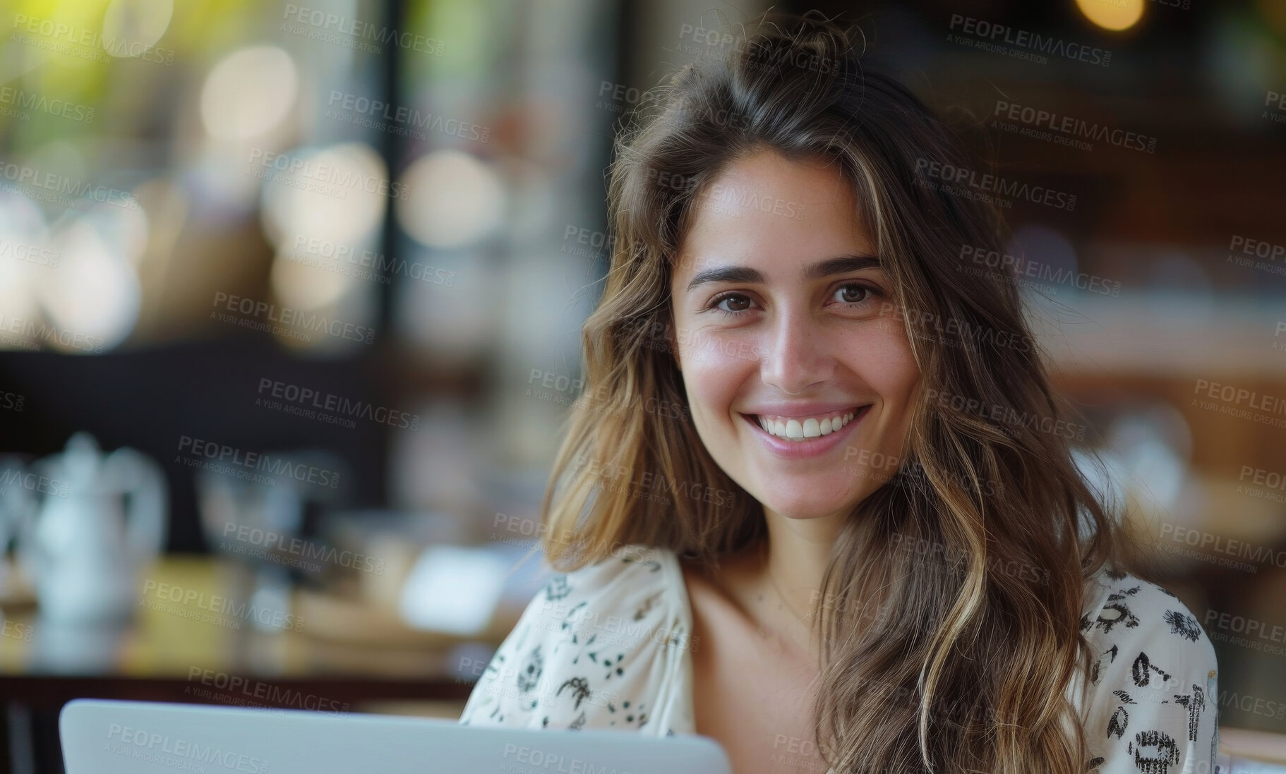 Buy stock photo Writer, portrait and office with smile, proud and confidence for journalism goals. Creative woman, professional news editor and expert reporter for content creation, publishing and press startup
