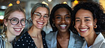 Portrait, women and business people with smile in office for workforce, internship and work for corporate career. Diversity, employees or lawyer team for collaboration in legal job at workplace