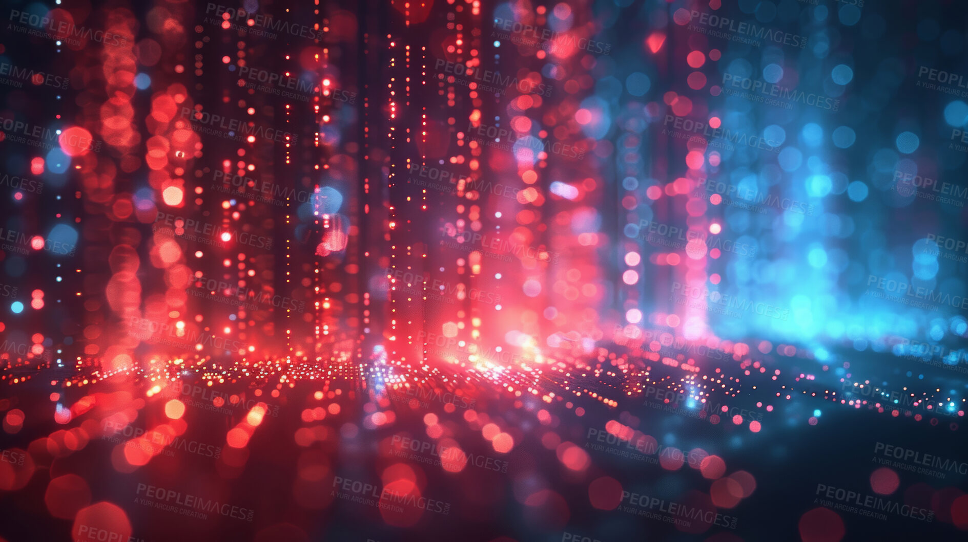 Buy stock photo Abstract, internet and cyberspace with particle, network and connection for quantum computing. Digital, neon and technology for online, communication or iot innovation for future software development