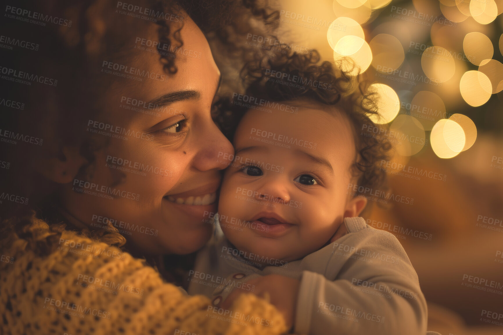 Buy stock photo African woman, hug and baby happy together, mothers day and appreciation with love for childhood development. Embrace, child and bonding for care with family, growth and affection with parent