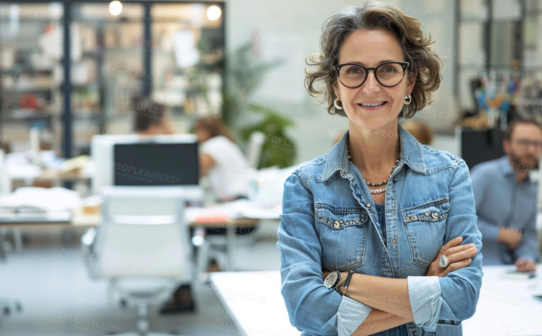 Buy stock photo Business, office and portrait of woman with arms crossed for project management, career and leadership. Confident, smile and mature manager with pride at work for creative agency, job and company