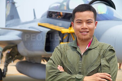 Buy stock photo Shot of a proud fighter pilot