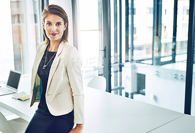 Buy stock photo Professional, woman and portrait of accountant for investment, asset management or advice. Confident, person and corporate accounting company to audit stocks, wealth and business revenue in economy