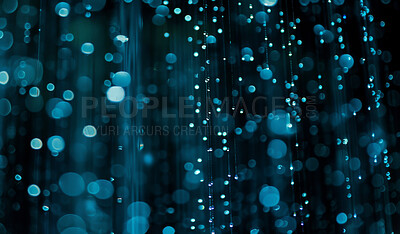 Buy stock photo Bokeh, abstract and background with pattern, design and lines for connection of data texture. Light, defocused blur and backdrop with cyber for futuristic dots, glitter or glow of magic circle