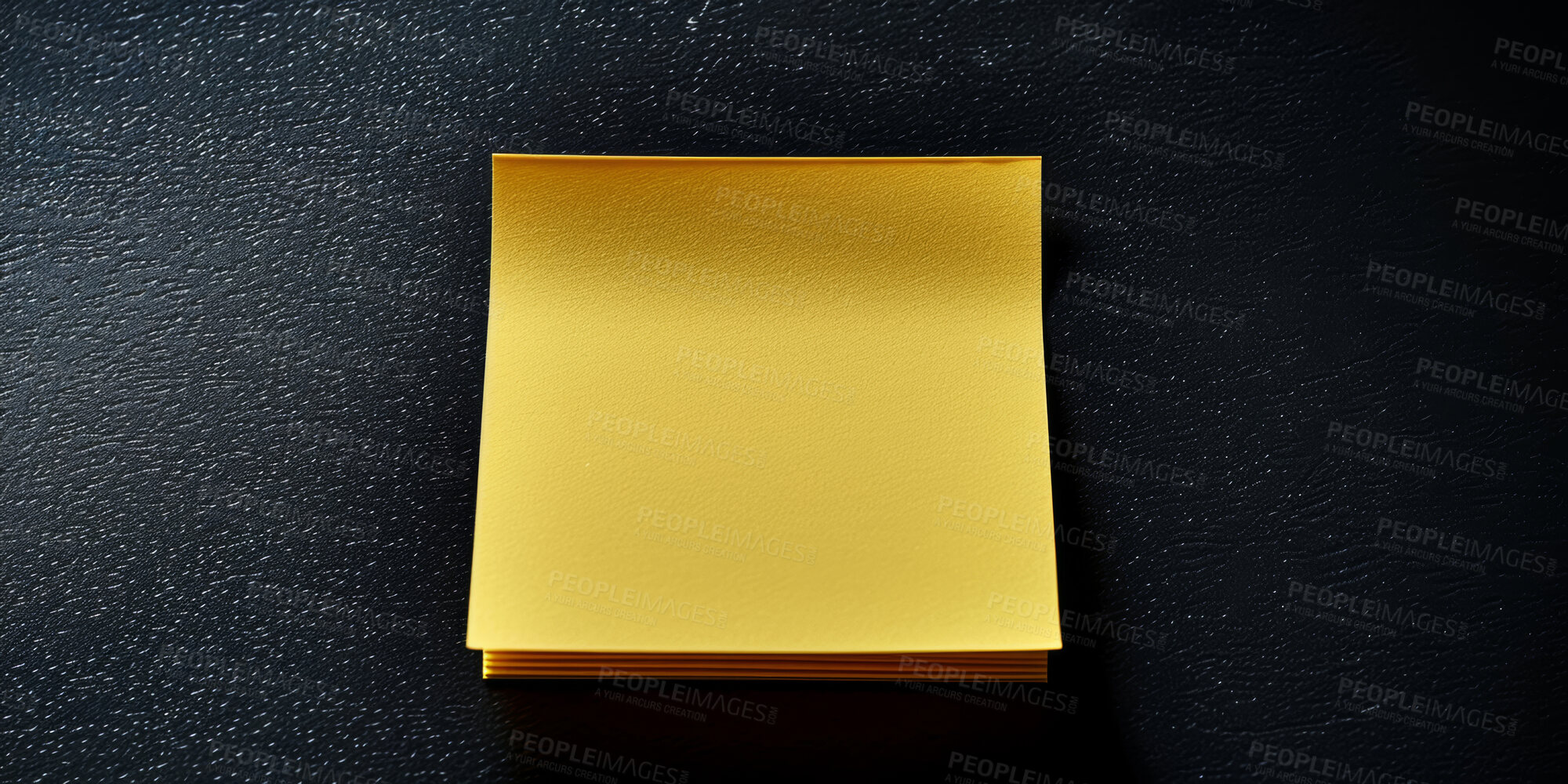 Buy stock photo Sticky note, wall and paper with reminder, tasks or agenda for mockup space on a dark background. Empty document, sign or small tab for schedule planning, brainstorming or post for checklist or tips