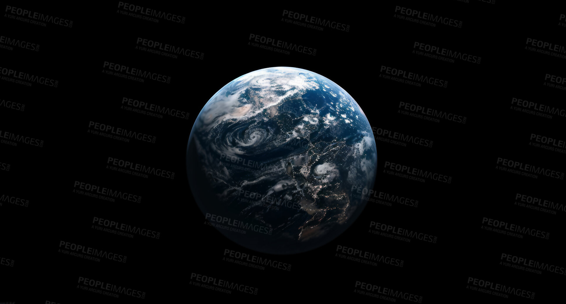 Buy stock photo Galaxy, space and earth in orbit with dark background of universe for adventure, exploration or fantasy. Cosmos, night and wallpaper of planet in milky way solar system for astrology, astronomy