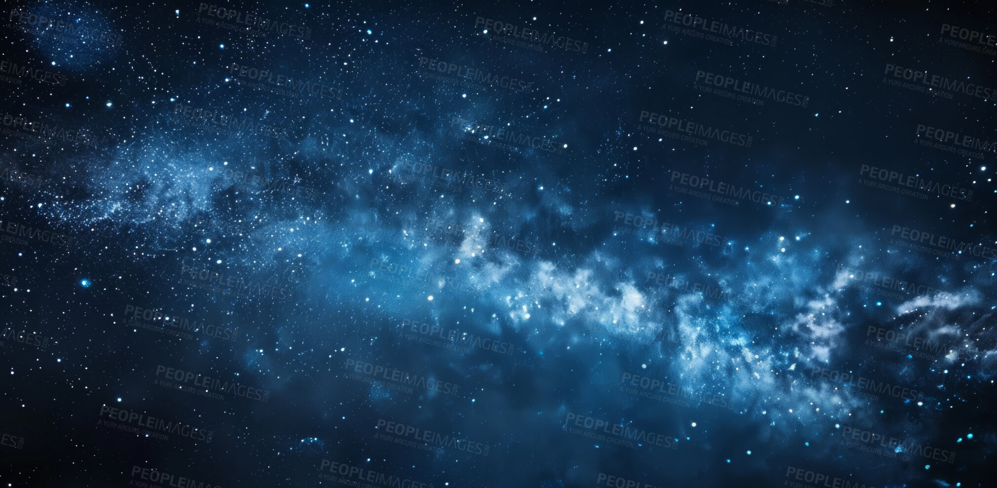 Buy stock photo Space, abstract and galaxy with stars in nebula for astronomy, constellation and cosmic wallpaper. Interstellar, design and blue background with sky for universe, solar system and celestial sparkle