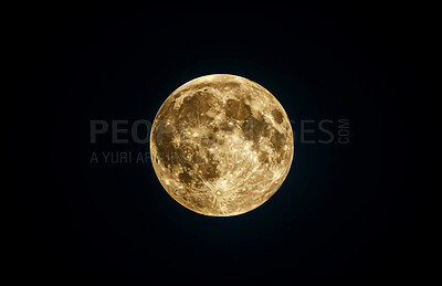 Buy stock photo Full moon, space and night sky with lunar sphere or astrology in orbit with light, weather and surface. Nature, zodiac and cycle with cosmos for glow, solar and time with worship of Chandra in India.