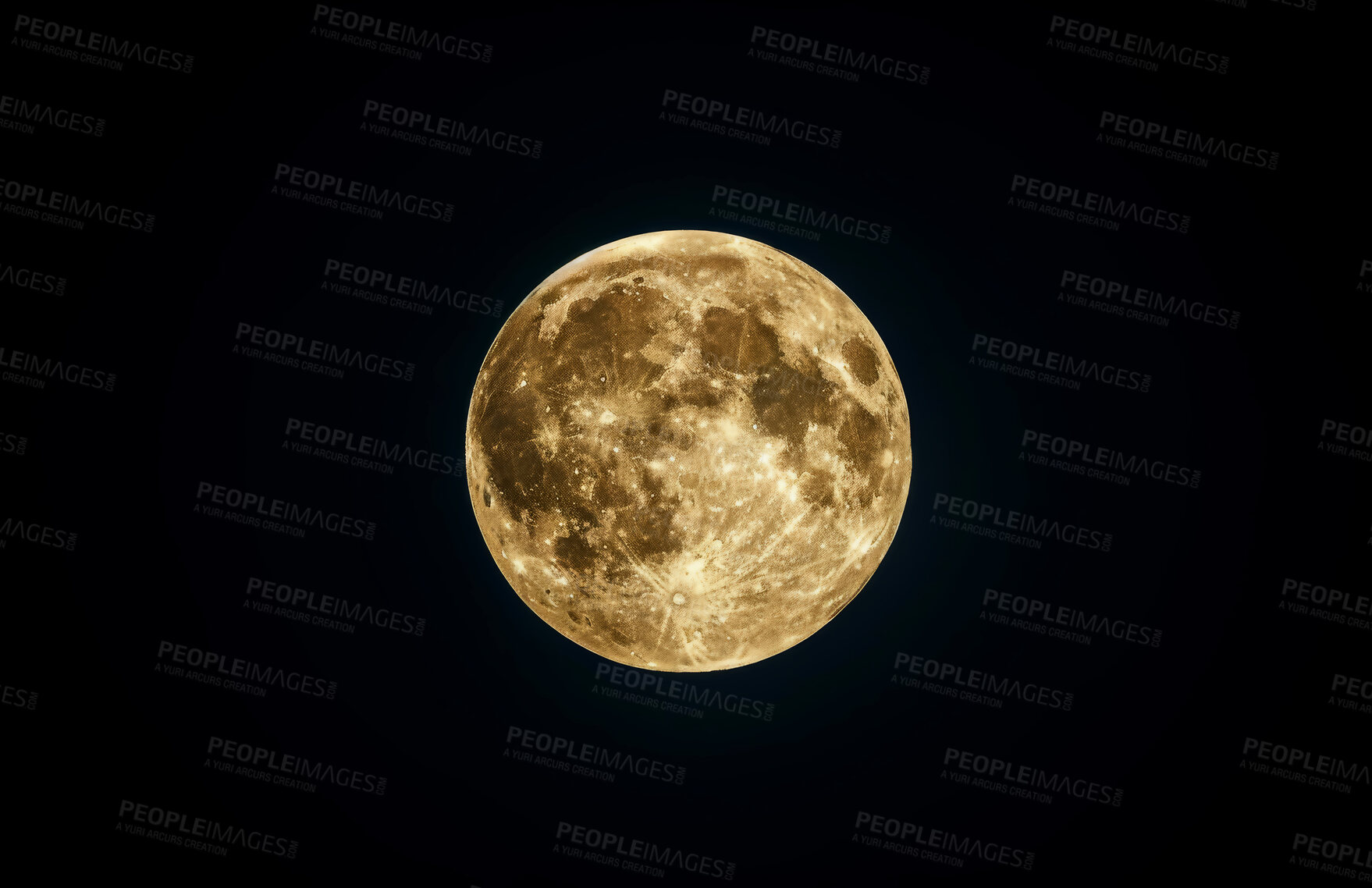 Buy stock photo Full moon, space and night sky with lunar sphere or astrology in orbit with light, weather and surface. Nature, zodiac and cycle with cosmos for glow, solar and time with worship of Chandra in India.