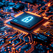 Motherboard, cpu and abstract with lock in technology for database ...