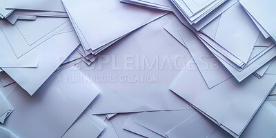 Buy stock photo Paper, pile and closeup for recycling, ecology and save the earth with accountability for pollution. Page, warehouse or storage for trash, care and environment with eco friendly solution for waste