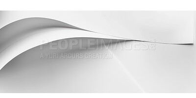 Pages, texture and white paper or parchment, wave and pattern for material or marketing banner. Abstract, canvas and advertising fold for sheet art, blank and mockup space for wallpaper for creative