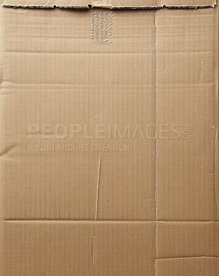 Buy stock photo Cardboard, garbage and closeup with recycling, ecology and climate change with accountability for pollution. Box, package or trash for reuse, care or environment with eco friendly solution for waste