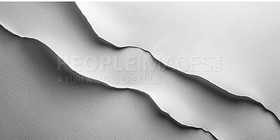 White paper, texture and crumpled with abstract, wave and pattern shape as design element. Creativity, wallpaper and screensaver for decoration by effect, lines and artistic banner with curve