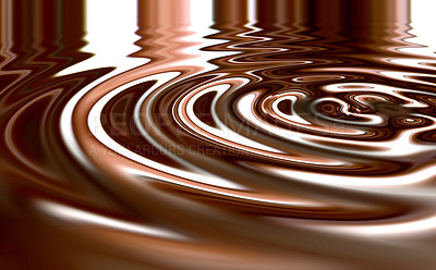 Buy stock photo Waves, brown and design with water drop pattern with mockup for 3d, digital and texture. Environment, reflection and futuristic with liquid in background for abstract, sustainability and art deco