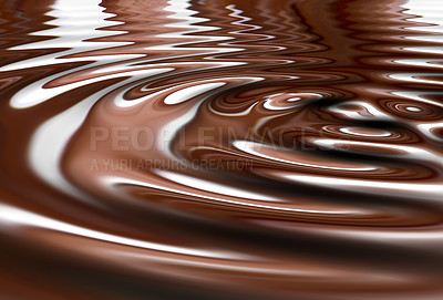 Buy stock photo Waves, brown and design with water drop pattern with mockup for 3d, digital and texture. Environment, reflection and futuristic with liquid in background for abstract, sustainability and art deco