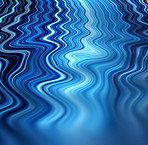 Waves, ripple and blue with waveform pattern and mockup for 3d, digital and texture. Energy, design and futuristic with liquid in background for abstract, sustainability and art deco graphic