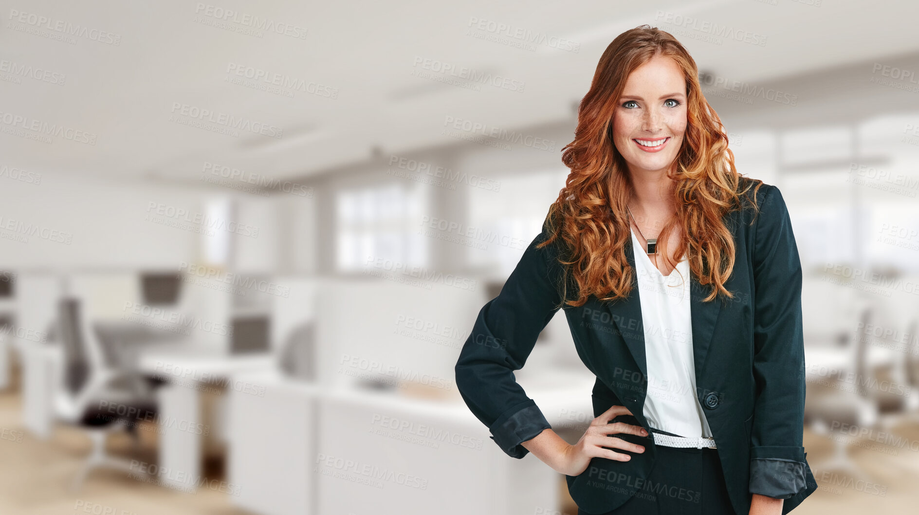 Buy stock photo Business, portrait and woman in office with smile for legal consultation, professional or career pride. Justice, corporate and female employee with confidence for lawyer, advocate or attorney