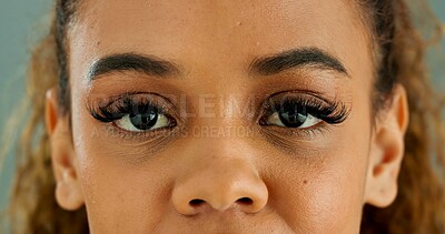 Buy stock photo Closeup, eyes and woman with optometry, face and glaucoma exam with optical assessment. Portrait, vision and model with wellness or ophthalmology with healthy eyesight, lashes or person with eye care