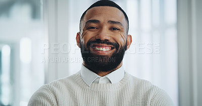 Buy stock photo Smile, confident and portrait of businessman in office with positive attitude for legal career. Happy, face and professional advocate from Mexico with pride for corporate law company in workplace.