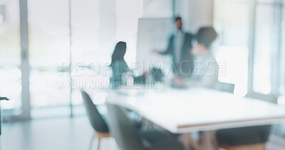 Buy stock photo Blur, planning and business people in meeting, brainstorming and conversation for feedback. Group, employees and coworkers with discussion for agenda, review company and presentation for teamwork