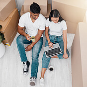 Getting interior design ideas | Buy Stock Photo on PeopleImages ...