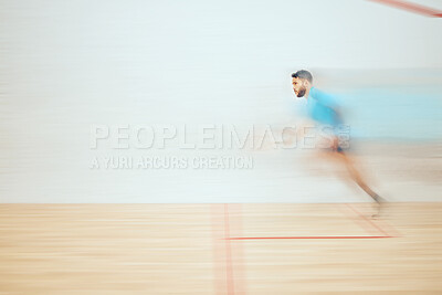 Buy stock photo Running, athlete and man with speed, game and motion blur of person, fast and moving for sports and training. Practice, action and competition for runner, healthy and energy for race and goals