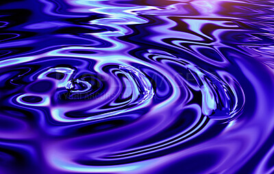 Buy stock photo Waves, ripple and blue with water pattern with mockup for 3d, digital and texture. Environment, reflection and futuristic with liquid in background for abstract, sustainability and art deco